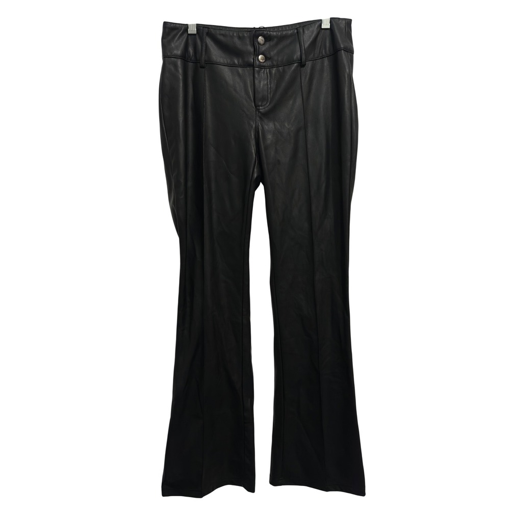 Garage Faux Leather Flare Pants Black Front Seam Y2K Downtown Girl Size M